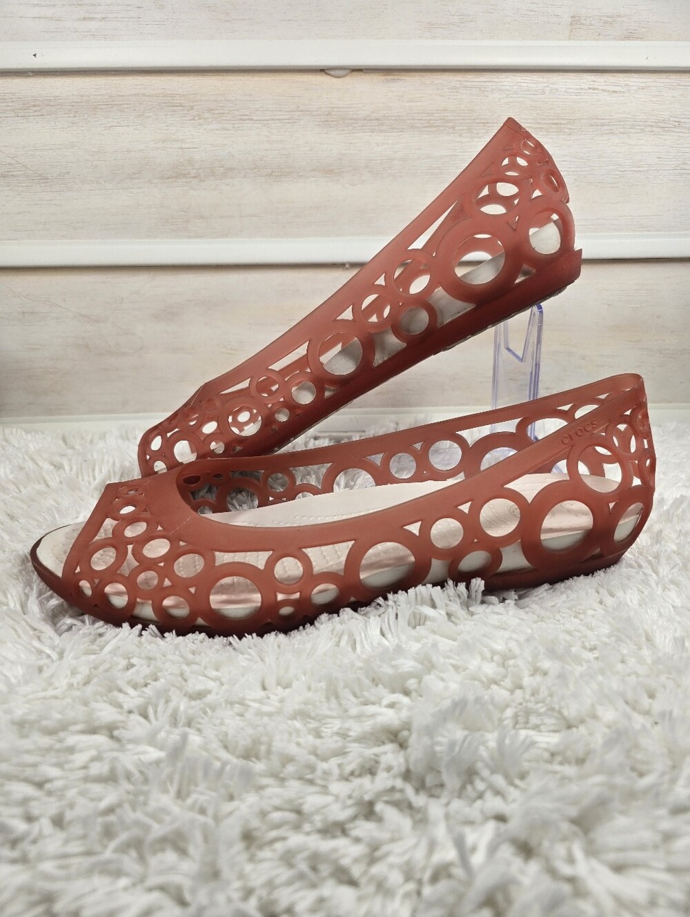 CROCS Women's Circular Cutout Flats in Terracotta